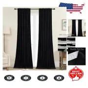 90-Inch Luxury Black Velvet Curtains - Thermal Insulated & Light Blocking Ele...