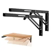 Folding Shelf Brackets - Heavy Duty Shelf Brackets Matte Black 20 Inch 2