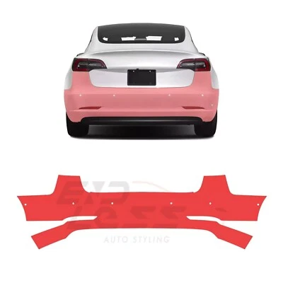 Model 3 2017-2023 REAR BUMPER W/6 SENSORS PreCut Paint Protection Film Clear PPF