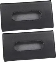 GRIRIW 2pcs Car Visor Tissue Holder PU Leather Napkin Dispenser Fit for Easy Access Tissues Non Slip Design Black Color for Cars Stylish and Durable