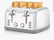 Professional Retro 4-Slice Toaster - 1800W Power with High-Lift and Bagel Option