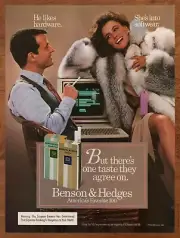 1985 Benson & Hedges Cigarettes Vintage Print Ad/Poster 80s Style Bar Art Décor