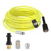 15M Light Yellow Pipe Set Adapte Karcher K Series Sewage Pipe Dredging HighPressure Stainless Steel Water Head Big Head 14 Rods