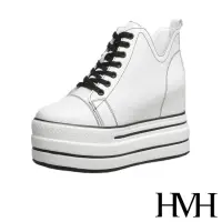 在飛比找momo購物網優惠-【HMH】經典撞色車線V口時尚厚底內增高休閒鞋(白)
