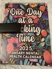 2025 One Day At A Time Sweary Mental Health Funny Calender Wall Calendar Office