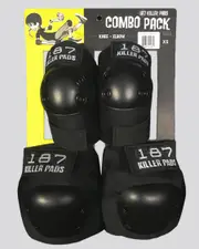 [187 Killer Pads] 187 Killer Pads Skate Gear Protective Combo Pack in Black Size XS
