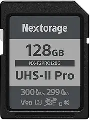 Nextorage Ultra Fast v90 UHS-II SD Card PRO 128GB max Write Speed 299MB/s,max Read 300MB/s (SDXC UHS2 Memory Card NX-F2PRO)