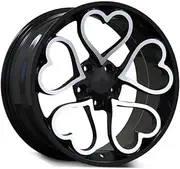 Customize Hearted Forged Wheel Rims 8.0J 8.5J 9.0J 9.5J 10.0J 17/18/19/20 Inch 5x112 5x120 Compatible for Audi A5 A7 BMW M5 Tesla Model 3(5x120,FOUR BLACK_18IN.)