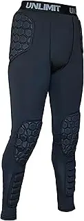 [Unlimit] Soccer Goalie Pants, Padded Goalkeeper Pants, Compression Pants with Knee Pads, Hip Pads & Shin Pads.
