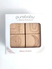 Purebaby wood Story Cubes illustrated by Nikita Rotumah Indigenous blocks