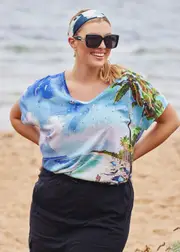 [Virtuelle] Taking Shape Cotton Majorca T-shirt Size 20 in Print - Plus Size Women's Clothing Print