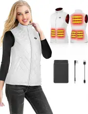 Heated Vest For Women,heated Gilet With 12000mah Battery Pack,lightweight Thermal Body Warmer,slim Fit Electric Rechargeable Heated Jacket White M