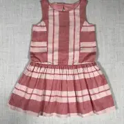 Janie and Jack 4T Linen Dress Lined Heather Pink & Red Striped Sleeveless NWT