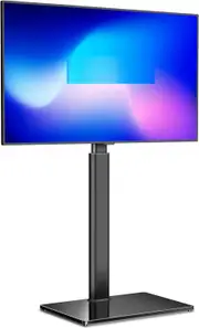 TV Floor Stand with Tempered Glass Base for 32 to 60 inch, (Black)