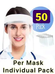 50 Pack Safety Full Face Shield Clear Protector Mask Dental Anti-Fog Reusable