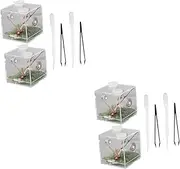 FRCOLOR 4 Sets Snail Terrarium Jumping Spider Cage Acrylic Habitat Case Reptile Feeding Box Reptile Living Nest