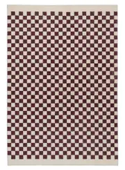 Hermosa Burgundy and Cream Checkered Washable Rug