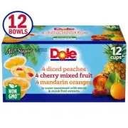 DOLE No Sugar Added Variety Pack Fruit Bowls, 4 oz Cups of Fruit, 12 count