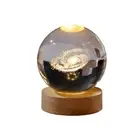 LED Crystal Table Lamp USB 3D Moon Galaxy Night Xmas New Kids Gifts X3A1 E6Y2