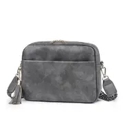 Women Shoulder Bag Retro Tassel Crossbody Handbag,Grey