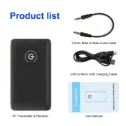 2-in-1 Wireless Bluetooth 5.0 Transmitter Receiver Adapter Audio 3.5mm Jack Aux