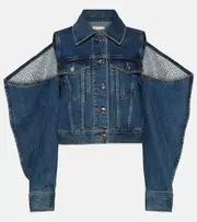 [Area] Area Embellished cutout denim jacket AU 12 blue