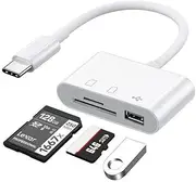 3-in-1 USB-C SD Card Reader Dongle Adapter,Compatible with iPhone 16 Pro Max/16 Pro/16 Plus/16/15 Pro Max/15 Plus/15 Pro/15, iPad, MacBook Pro/Air, Computers and Cameras