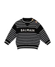 Balmain Kids Striped Crewneck Jumper 12M Black