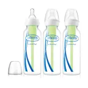 3 pack of Dr Brown's Options 250ml 8oz Narrow Baby Bottle with Level 1 Teats