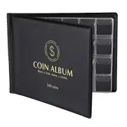 Coin Collection Holder Album for Collectors, 240 Pockets Coin Collection Black