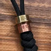 Brass & Red Copper Parachute Cord Lanyard Pendant Bead Necklace Zipper Head EDC