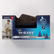 Isotoner Men's Memory Foam MicroTerry Lined Hoodback Eco Slippers Brown Size XL