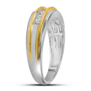 14k White Two-tone Gold Round Diamond Wedding Band 1/4 Cttw