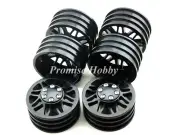 Black Alloy 1.9 Wheel Rim Set (2 front +2 Dually Rear) for RC4WD RC Car Crawler