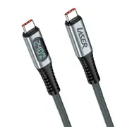 Laser 1M 240W Fast Charge USB-C Cable with LCD Display - Durable Nylon Braided