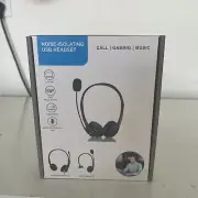 USB Headset with Microphone Noise Isolating Computer Headphone for PC Chat Call