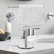 Hand Towel Holder for Bathroom, 304 Stainless Steel Towel Holder Stand, T-Shape Free Standing Towel Racks with Heavy Anti-Slip Base for Bathroom Kitchen Countertop(Silver)
