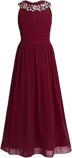 [Moggemol] Flower Girls Wedding Bridesmaid Dress Pageant Party Princess Sequins Pleated Chiffon Dresses