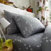 RAWRSOME DINOSAUR SINGLE FITTED SHEET & PILLOWCASE SET BEDDING BOYS GREY