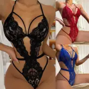 Hollow Out Lingerie Crotchless Womens Sexy Babydoll Bodysuit Nightwear Underwear