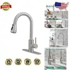 Brushed Nickel Kitchen Faucet with Pull-Down Sprayer - Modern Gooseneck Design