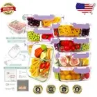 Durable 36oz Glass Meal Prep Containers with Lids - 3 Compartment 8 Pack, Purple