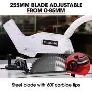 2000W 0.25m Table Saw with Adjustable Bevel, Mitre, and Dust Collection