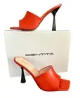 Handmade Italy Identita Leather Sandals 39 Euro Open Toe Slides Heel Orange New