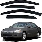Side Window Deflectors, Compatible with Honda Accord Sedan 2003-2007 Black WeatherShield Window Visor Sun Rain Guards