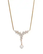 Nadri Sav Cubic Zirconia Cluster & Cultured Freshwater Pearl Lariat Necklace in 18K Gold Plated, 16-18