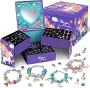Unicorn-Themed Jewelry Box & Bracelet Making Kit – Birthday Gifts for Girls 6-12