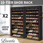 Levede 2pcs 10 Tier Shoe Rack Storage Cabinet Cube DIY Organiser Organizer Black