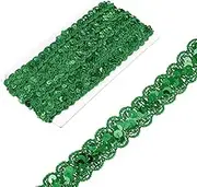 uxcell 2.3cm x 6m Sequin Trim Green Wave Flat Sequin Braid Trim Strip Paillette Ribbon for Crafts, Embellishments, DIY Sewing Costume Decor