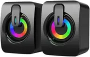 Computer Speakers USB 3.5MM PC Sound Box HiFi Stereo Microphone with LED Light for Desktop Computer Laptop Mobile Phone